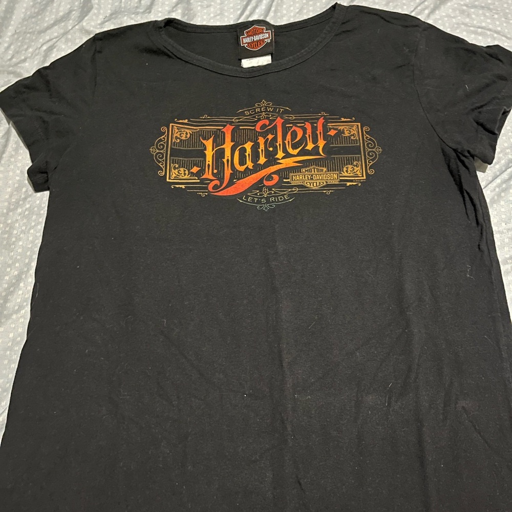 Harley-Davidson Black Shirt with Orange Logo